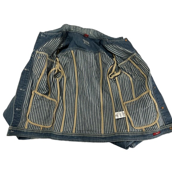 GUESS PREMIUM DENIM Womens Jacket Size Small Distressed Ripped Washed Cotton - Picture 8 of 8